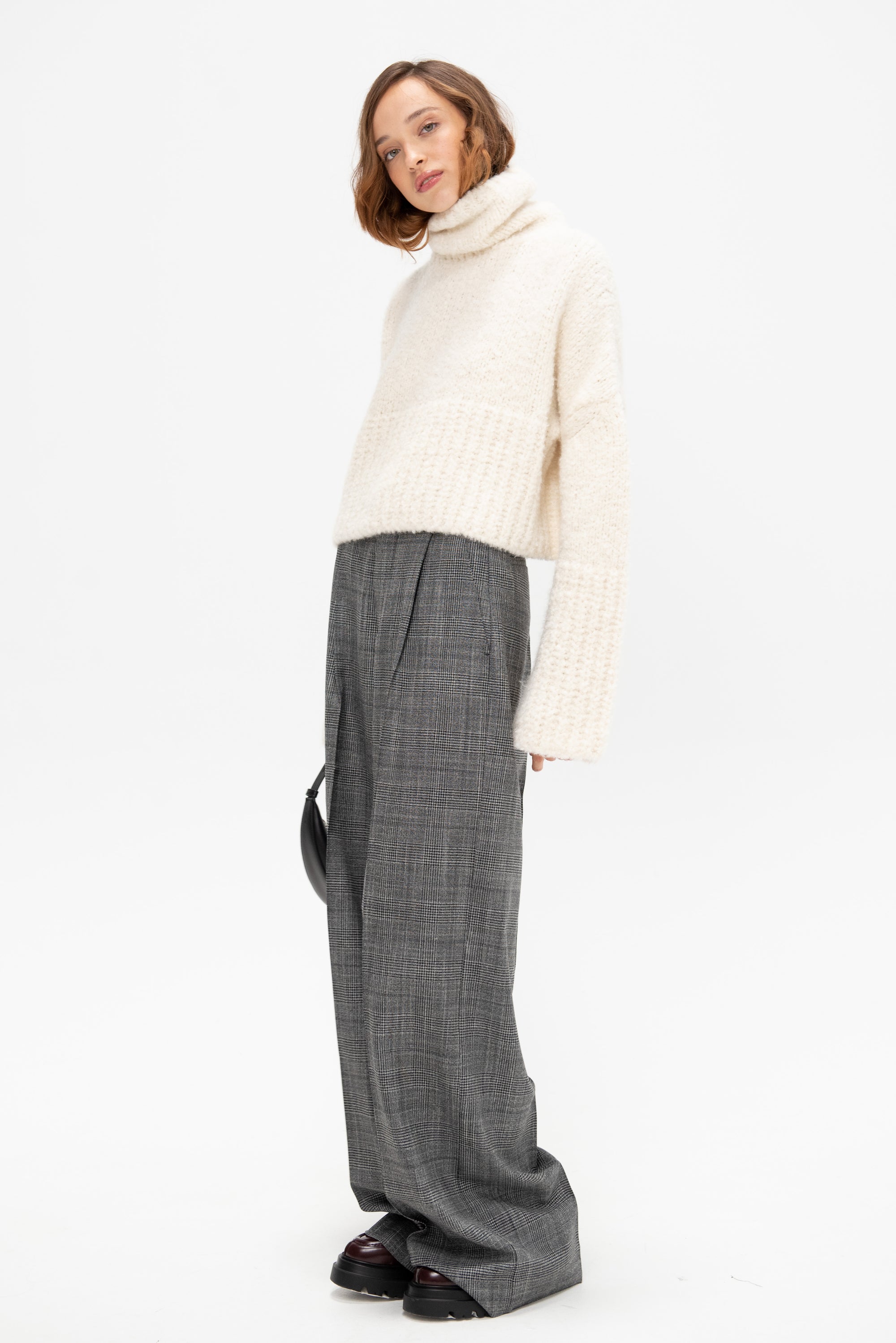 Teddy High Neck Sweater, Ivory