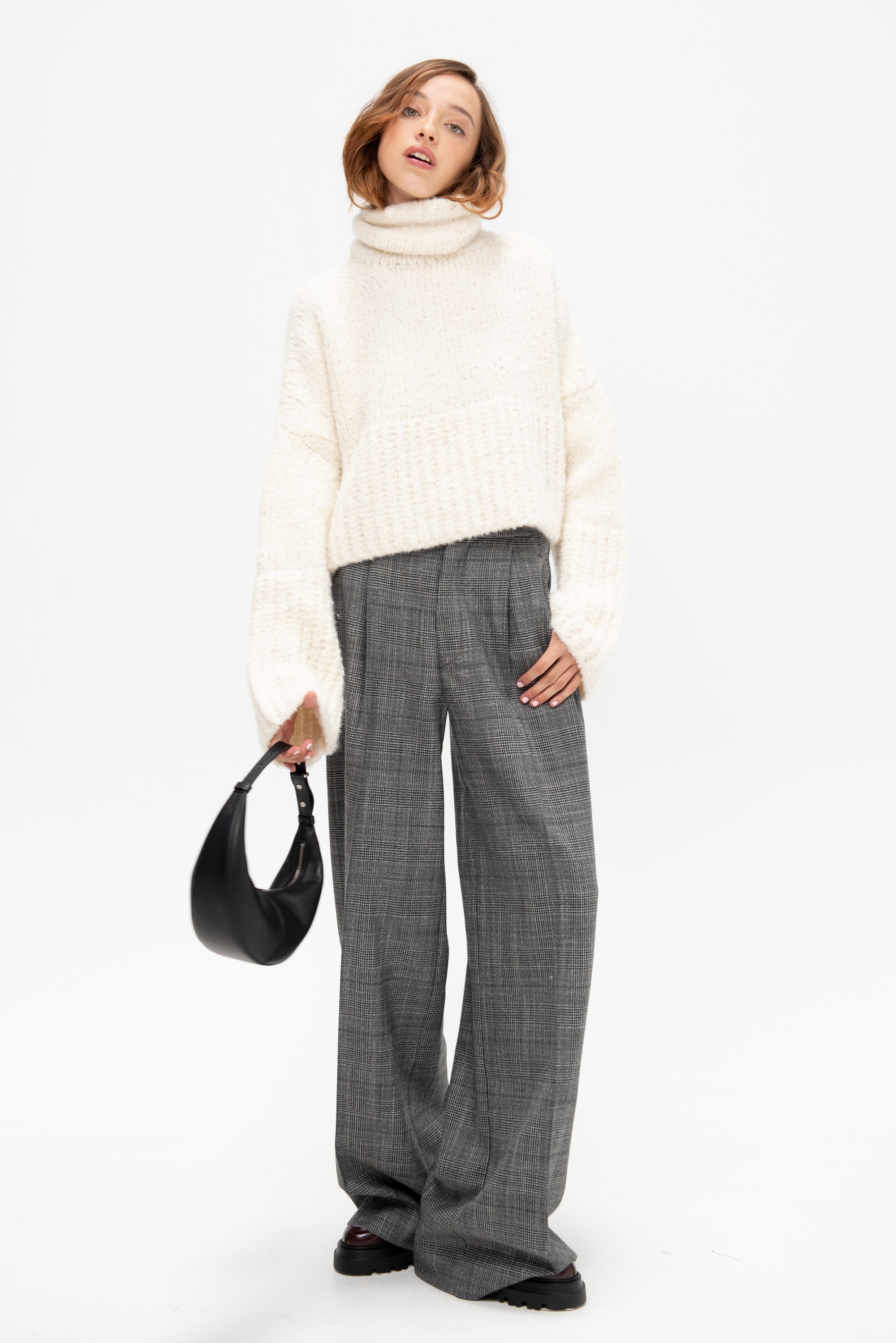 Teddy High Neck Sweater, Ivory