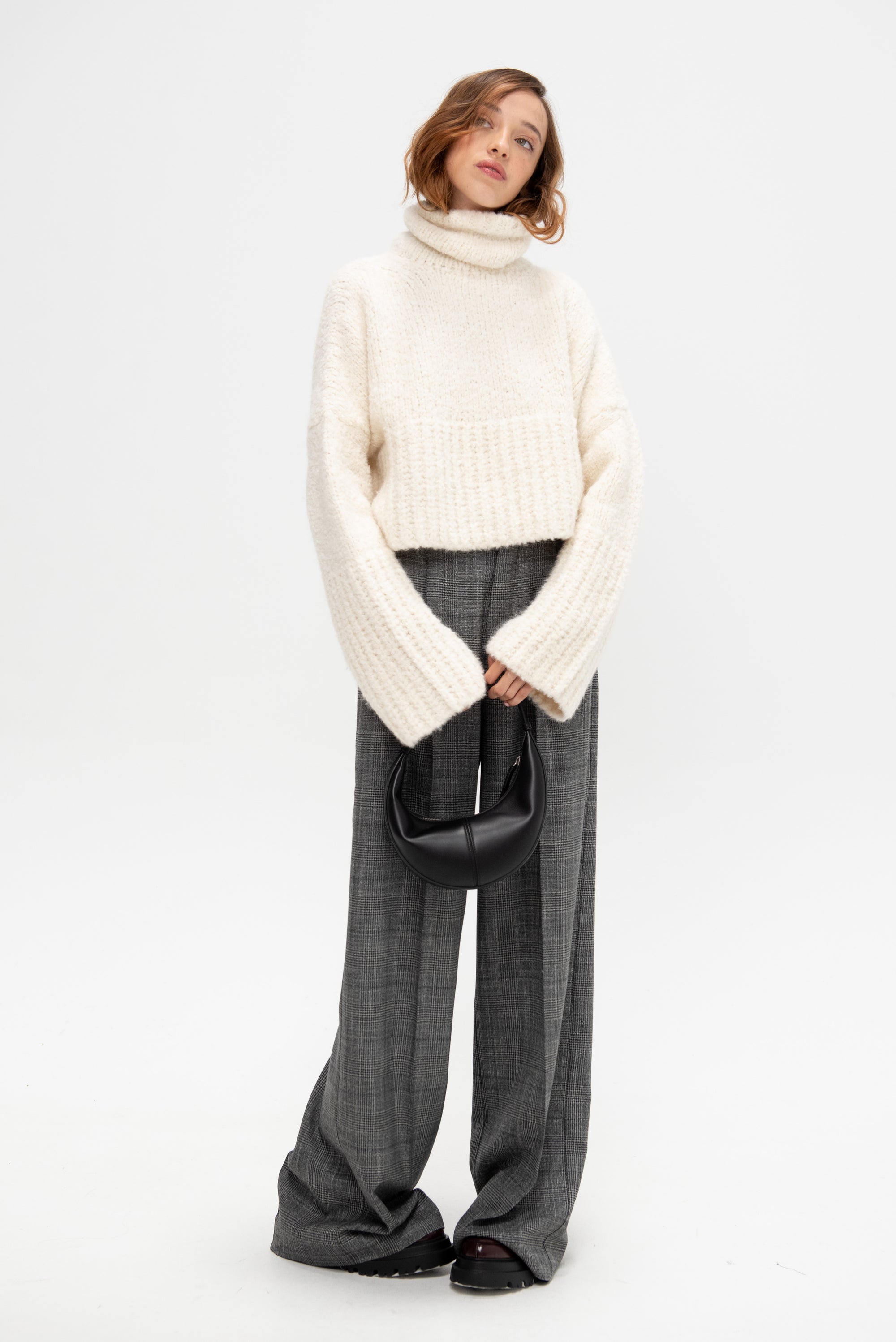 Teddy High Neck Sweater, Ivory