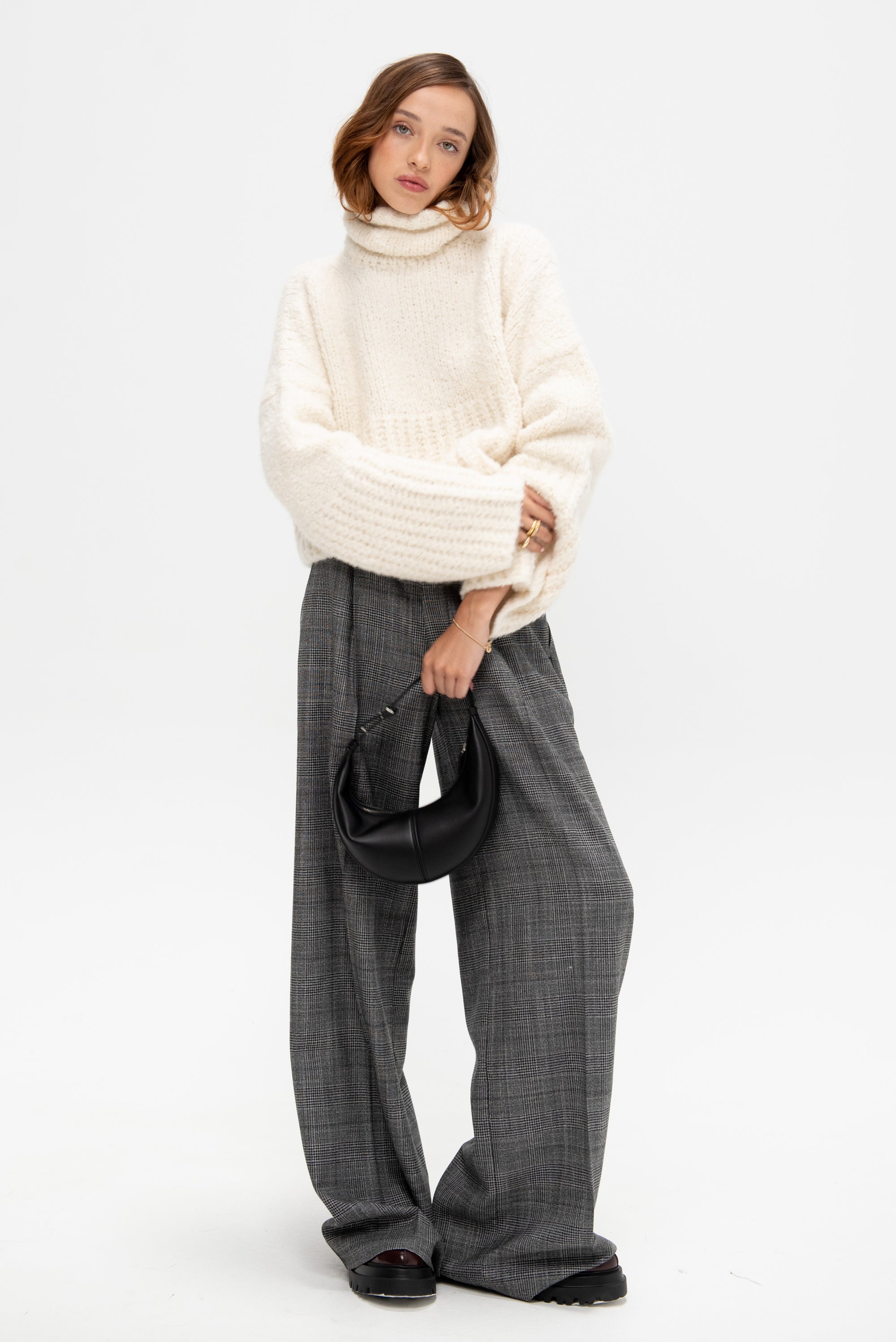 Teddy High Neck Sweater, Ivory