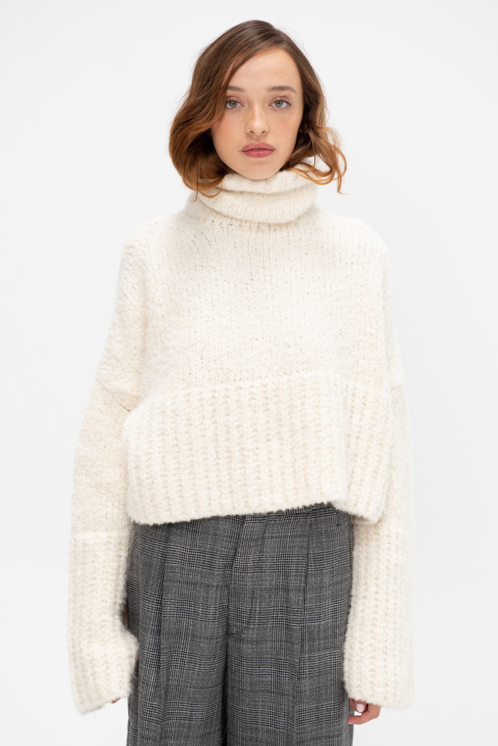 Teddy High Neck Sweater, Ivory