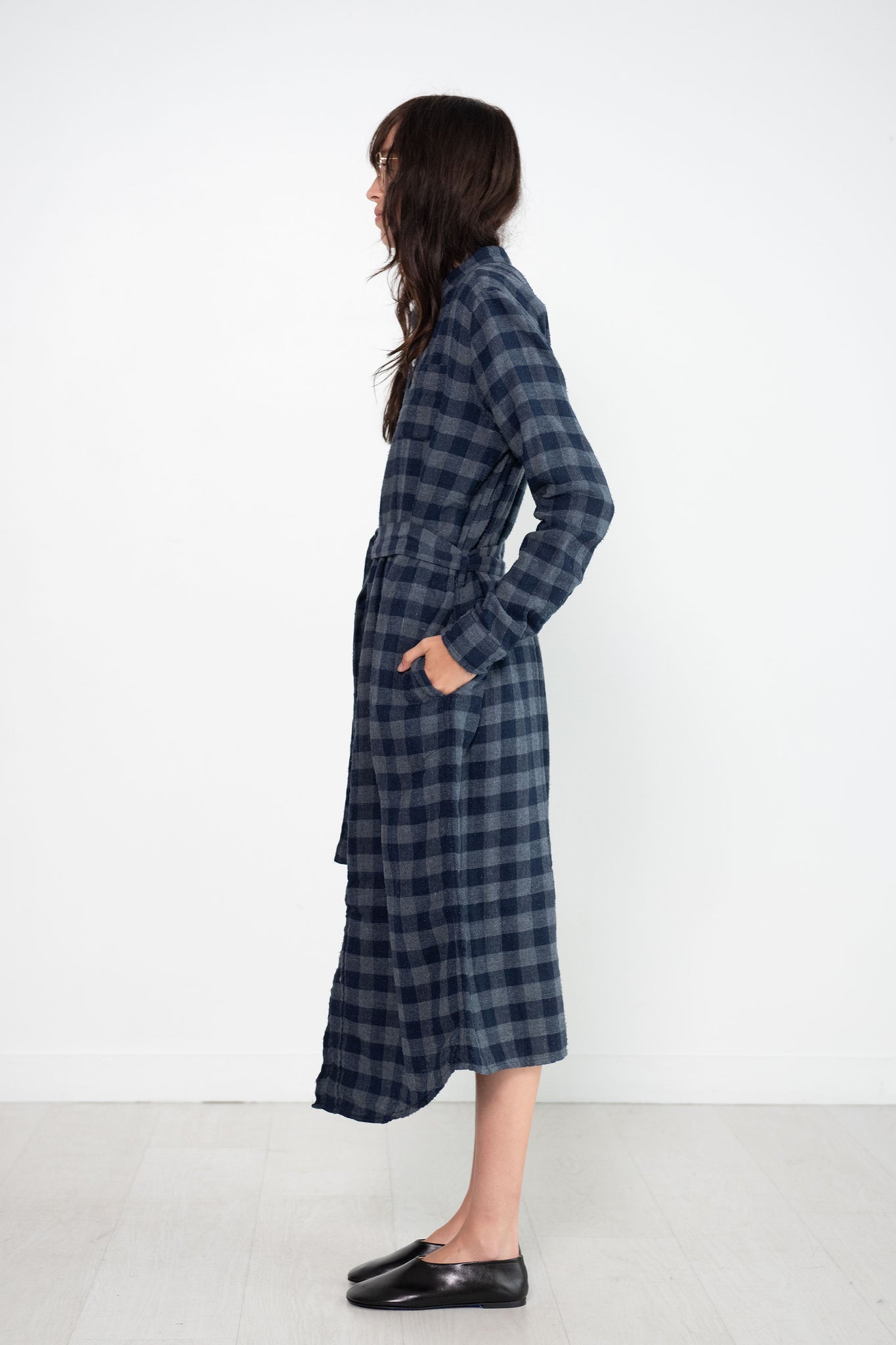 SULTAN WASH - Big Check Shirtdress, Navy Black