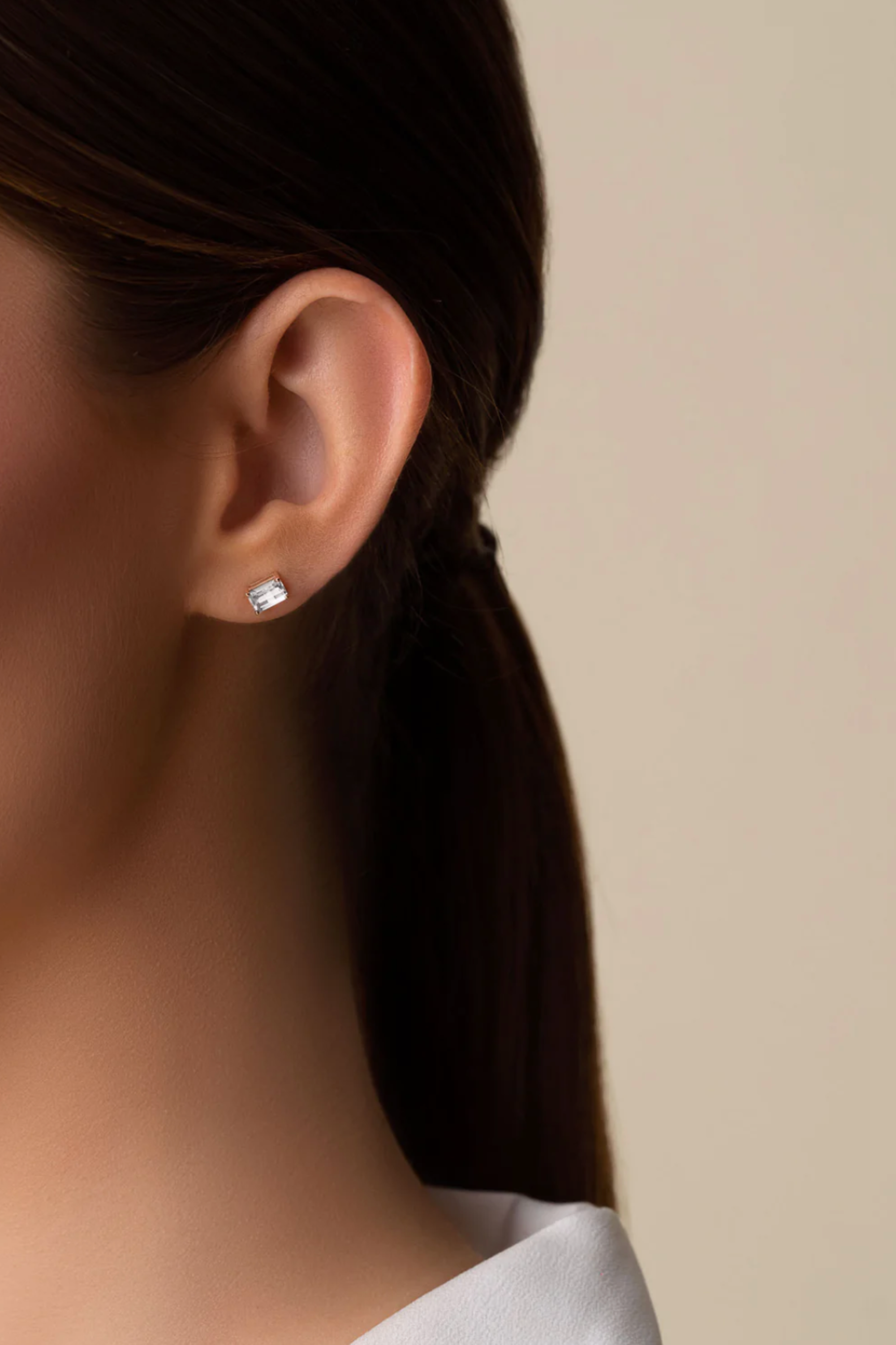 SUZANNE KALAN - Amalfi Emerald Cut Studs, White Topaz
