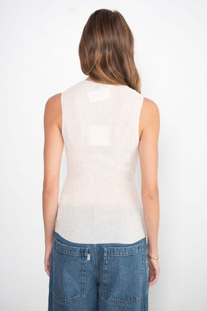 TIBI - Sage Crinkle Lyocell Fitted Tank, Ivory