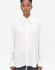 TIBI - Winter Acetate Easy Tuxedo Shirt, White
