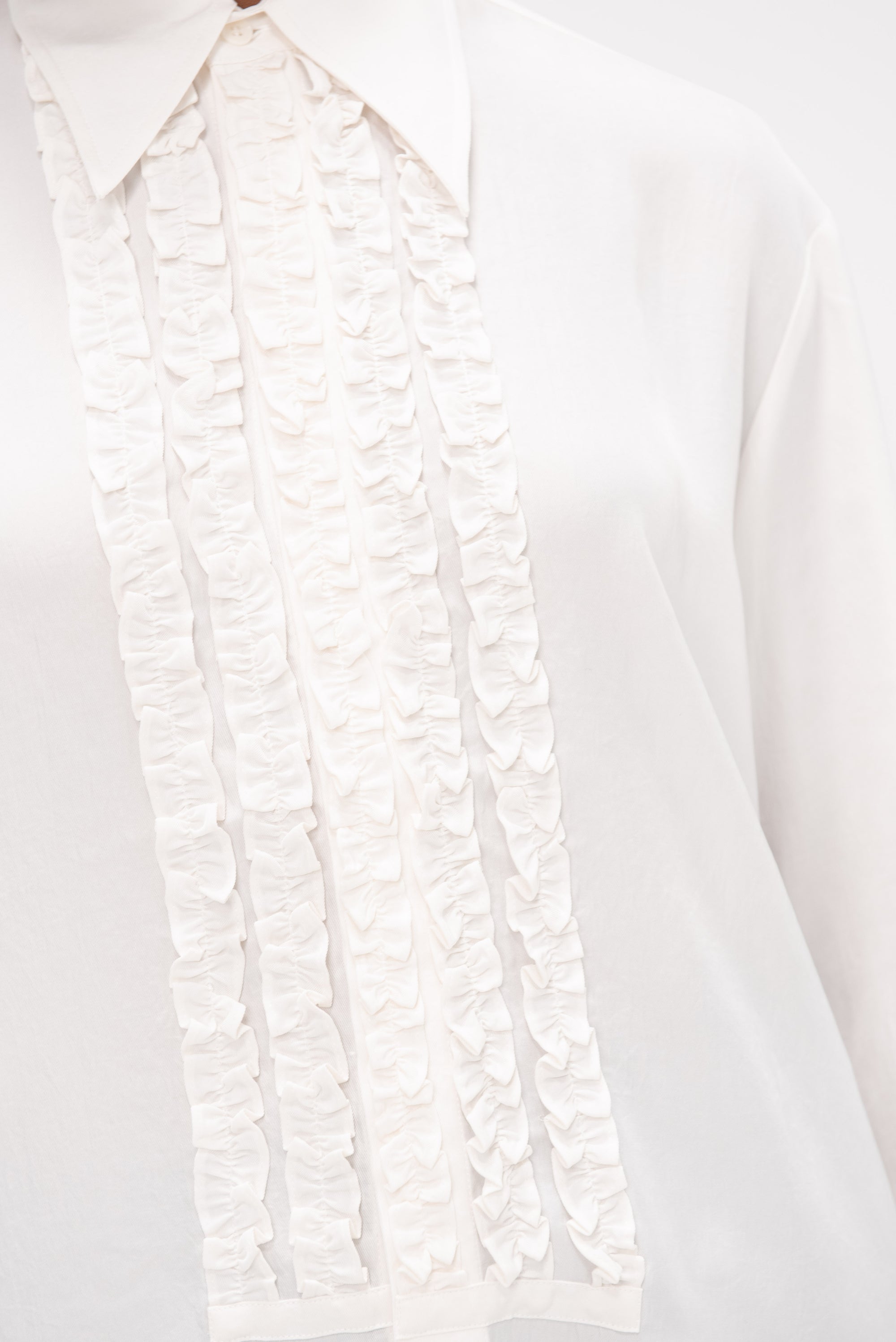 TIBI - Winter Acetate Easy Tuxedo Shirt, White