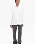 TIBI - Winter Acetate Easy Tuxedo Shirt, White
