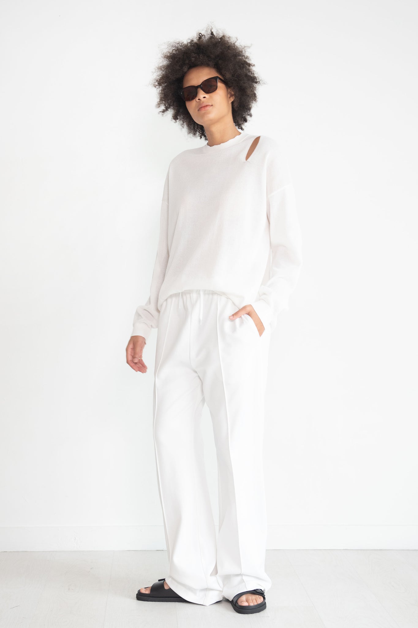 TIBI - Active Knit Scottie Jogger, White