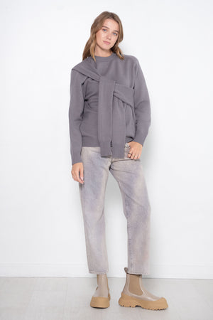 TIBI - Airy Extrafine Wool Blair Pullover, Grey