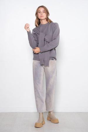 TIBI - Airy Extrafine Wool Blair Pullover, Grey