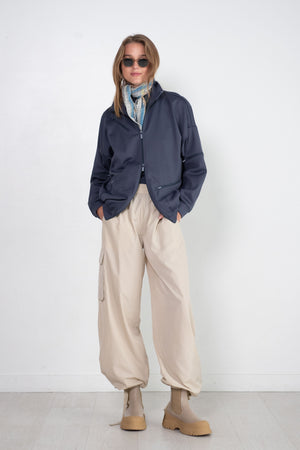 TIBI - Italian Sporty Nylon Wide Leg Pull On Pant. Ash