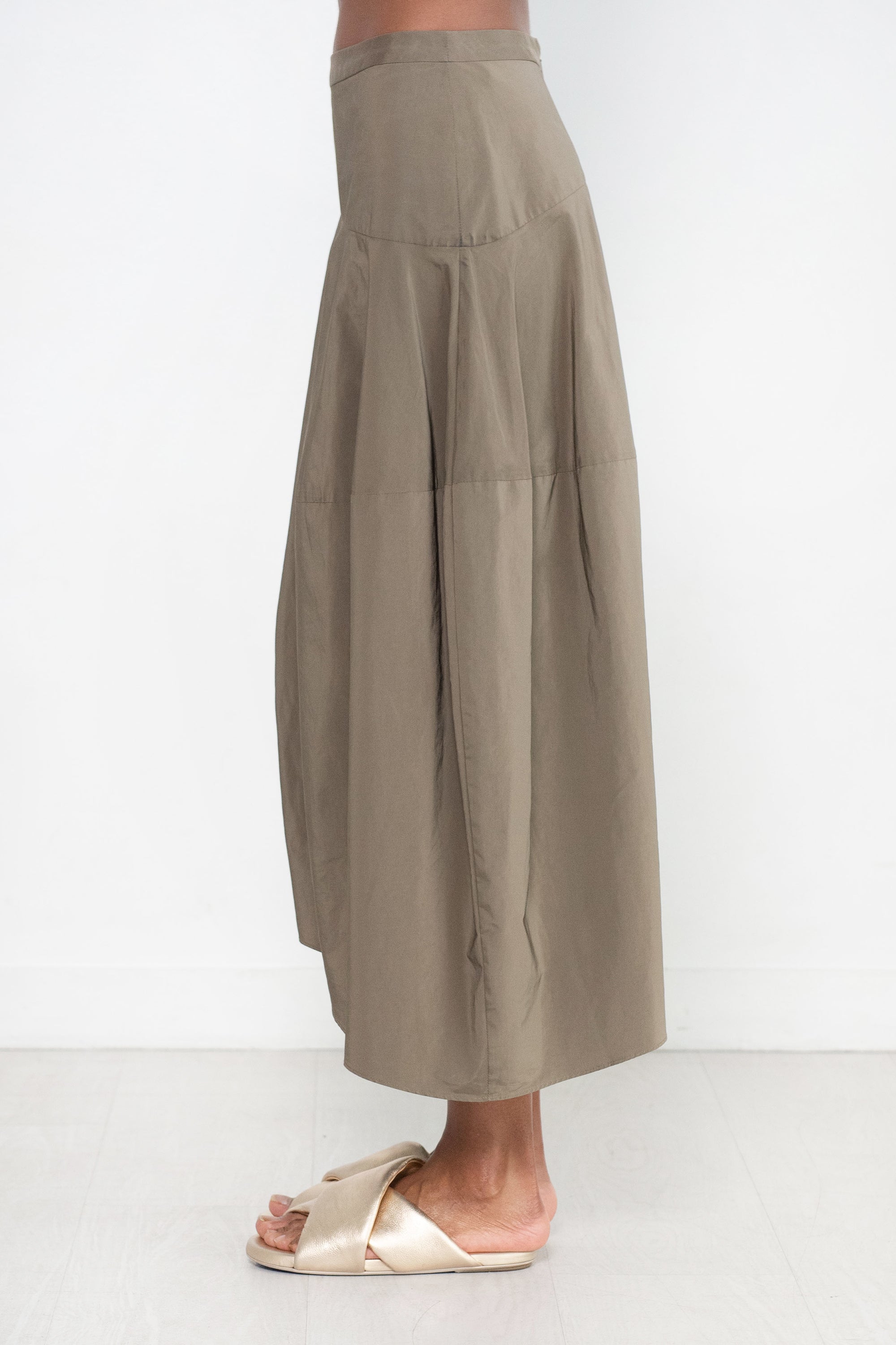 TIBI - Nylon Asymmetrical Balloon Skirt, Dark Taupe
