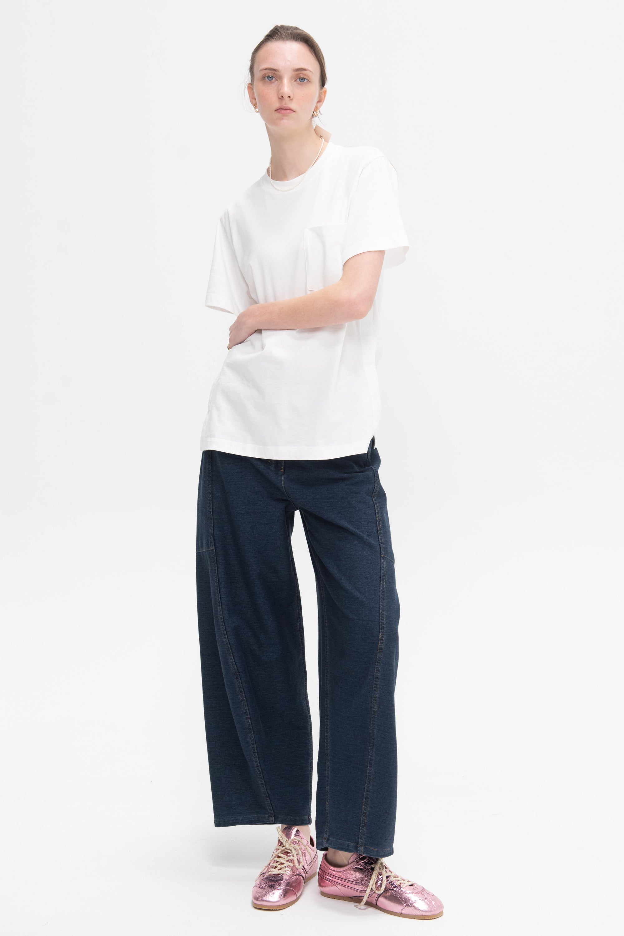 Indigo Barre Denim Knit Sid Jean, Indigo