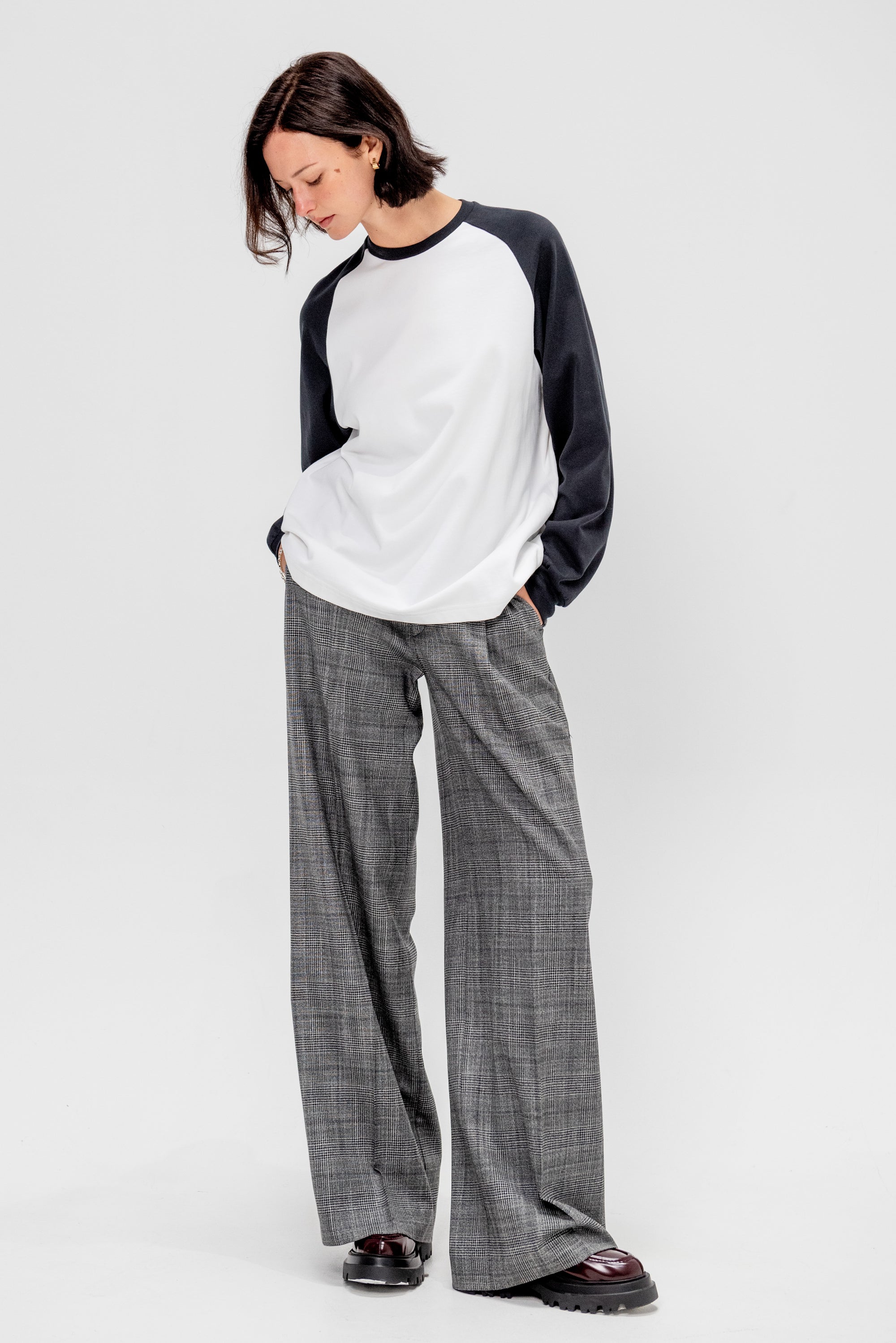 Perfect Sculpted Baseball T-Shirt, Black &amp; White Multi