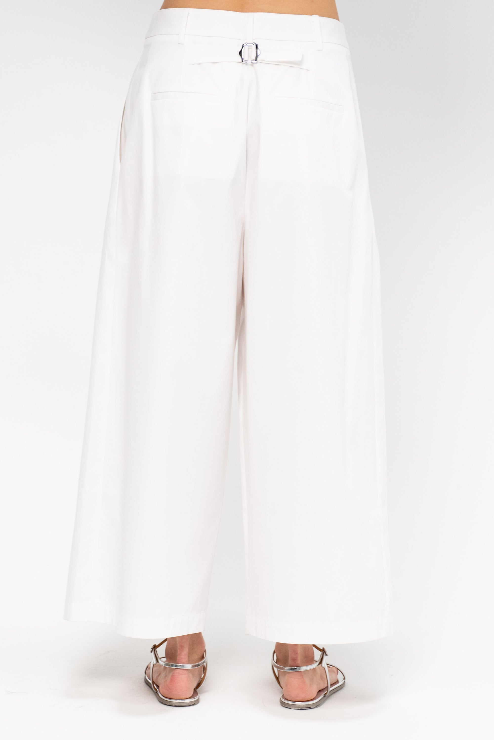 Bio Twill Pleat Cropped Pant, Optic White
