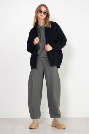TIBI - Luxe Wool Angora Oversized Bomber, Navy