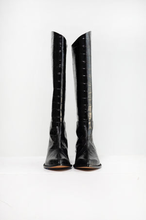 Tibi - Croc Print Dean Boot, Black