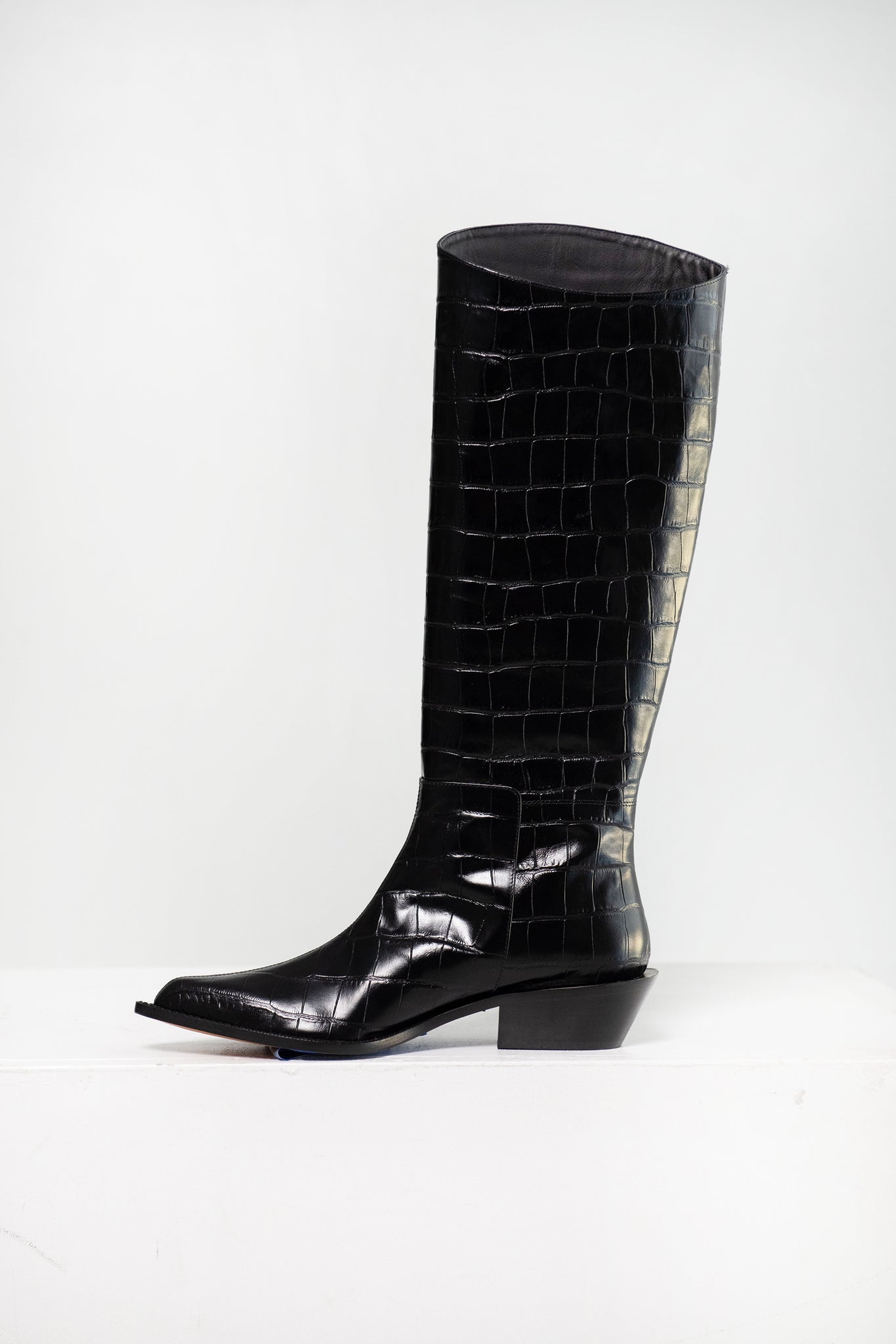 Tibi - Croc Print Dean Boot, Black