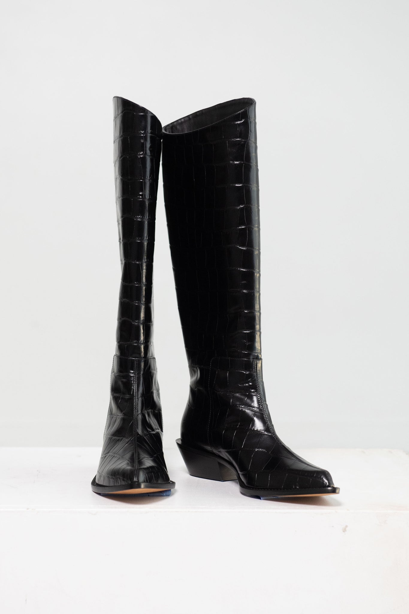 Tibi - Croc Print Dean Boot, Black