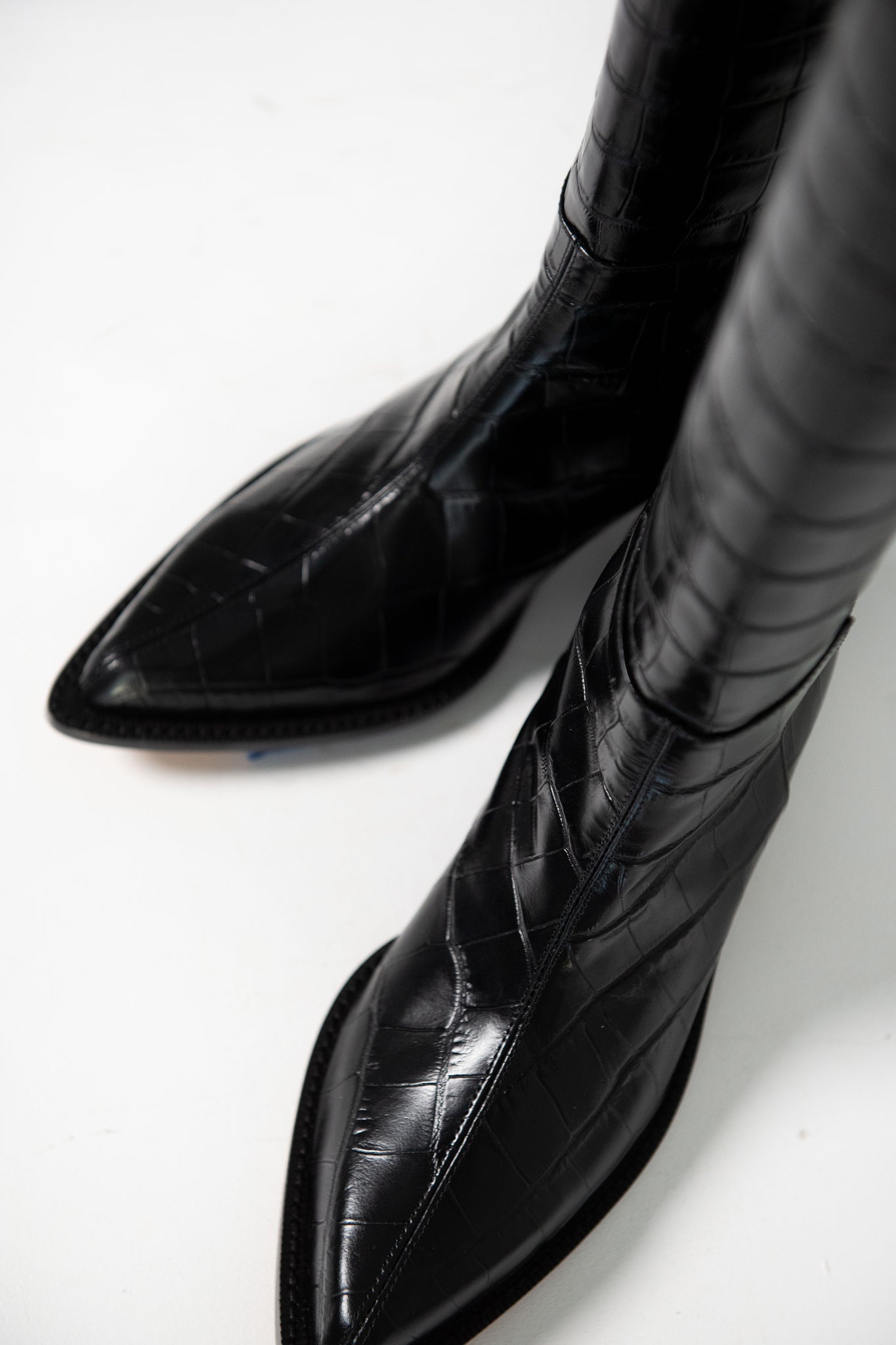 Tibi - Croc Print Dean Boot, Black
