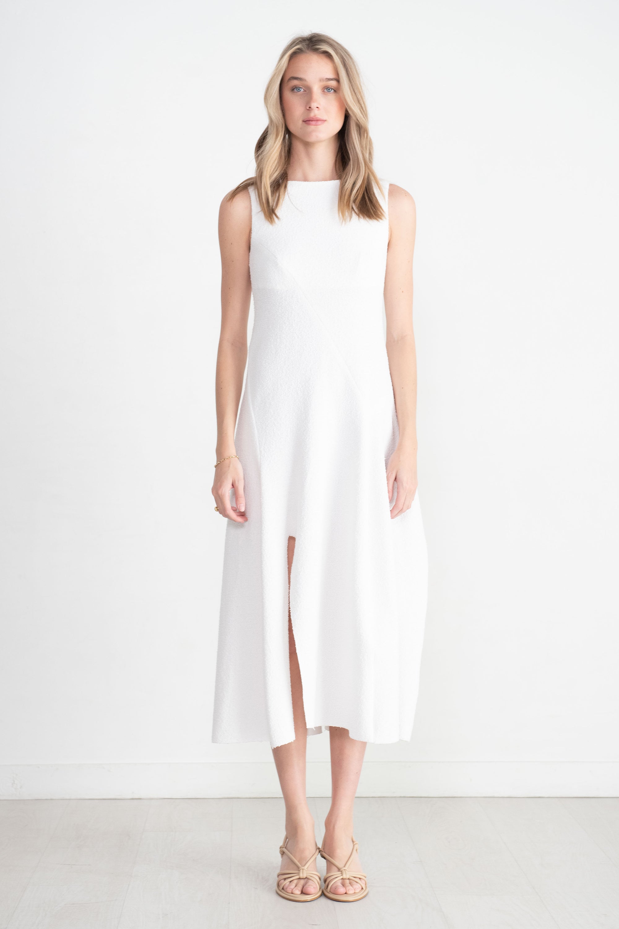 TIBI - Boucle Knit Sculpted Dress, White