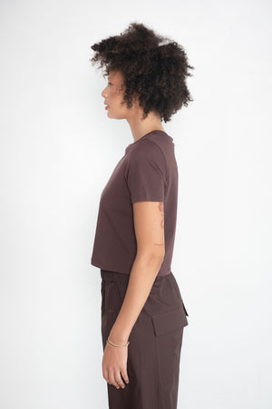 TIBI - T-Shirt Program Cropped BB Tee, Dark Brown
