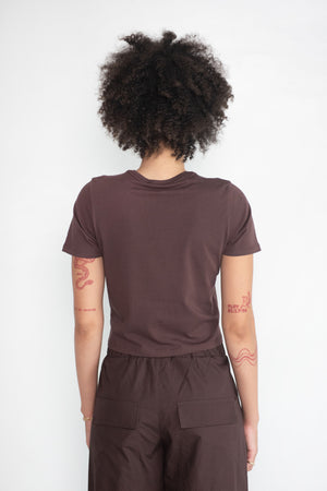 TIBI - T-Shirt Program Cropped BB Tee, Dark Brown