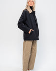 Lotte Nylon Carcoat With Removable Sherpa Collar, Black