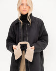 Lotte Nylon Carcoat With Removable Sherpa Collar, Black