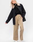 Lotte Nylon Carcoat With Removable Sherpa Collar, Black