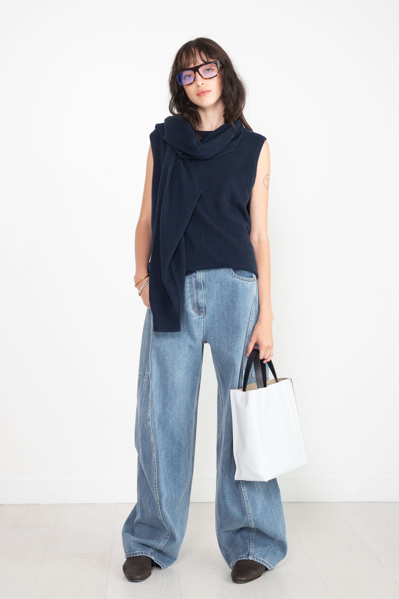 TIBI - Feather Weight Cashmere Tunic, Navy