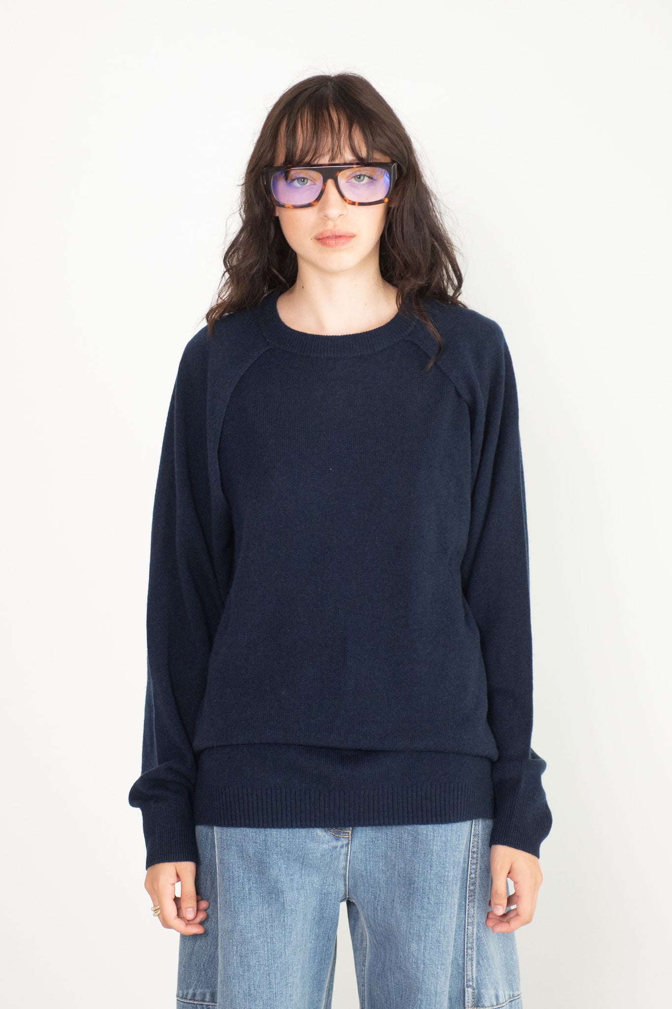 TIBI - Feather Weight Cashmere Tunic, Navy