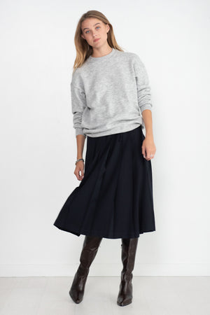 TIBI - Douillet Crewneck Easy Pullover, Light Heather Grey