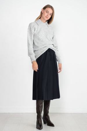 TIBI - Douillet Crewneck Easy Pullover, Light Heather Grey