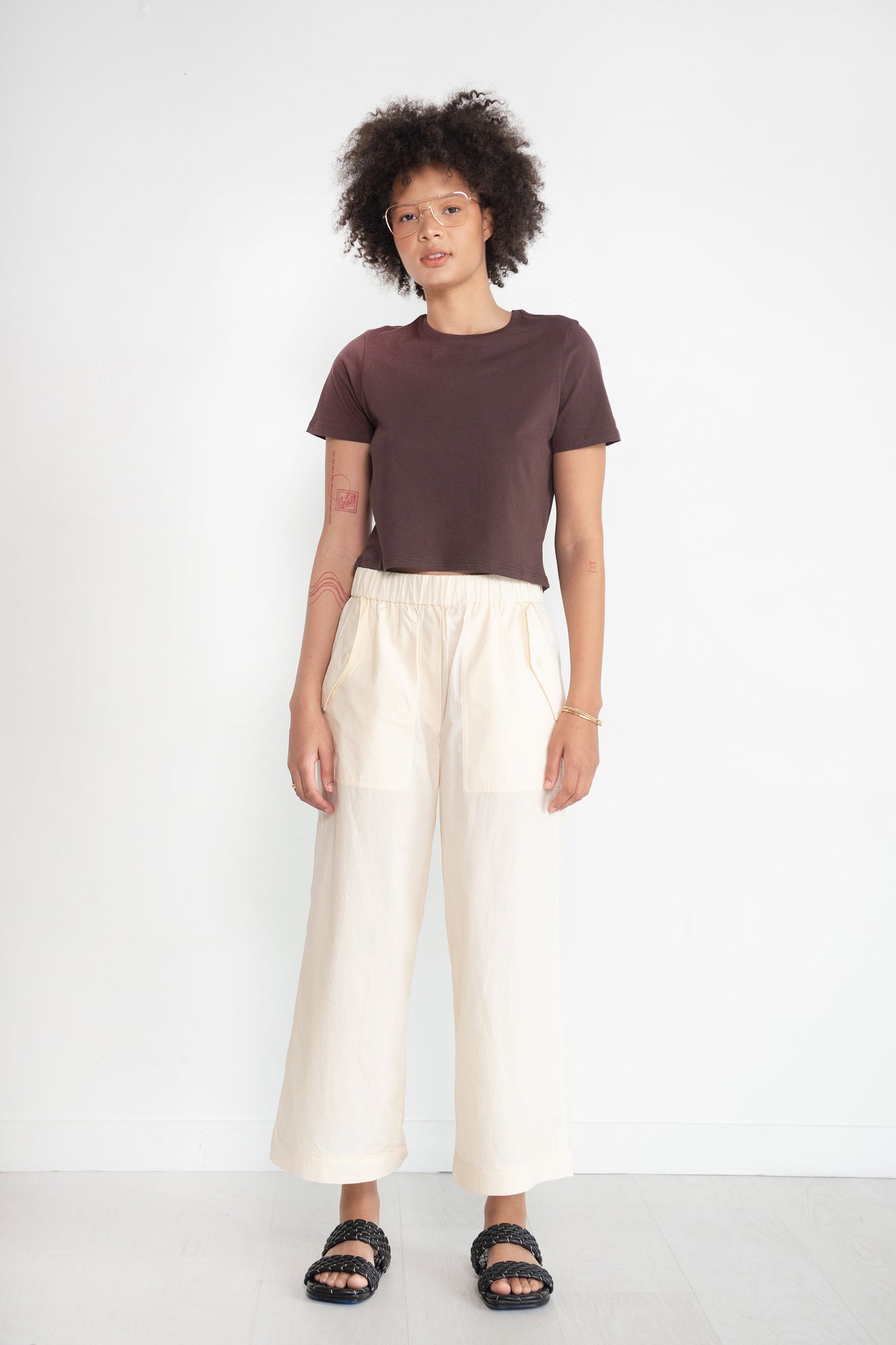 TIBI - VINTAGE COTTON CARGO CONVERTIBLE PANT, CREAM