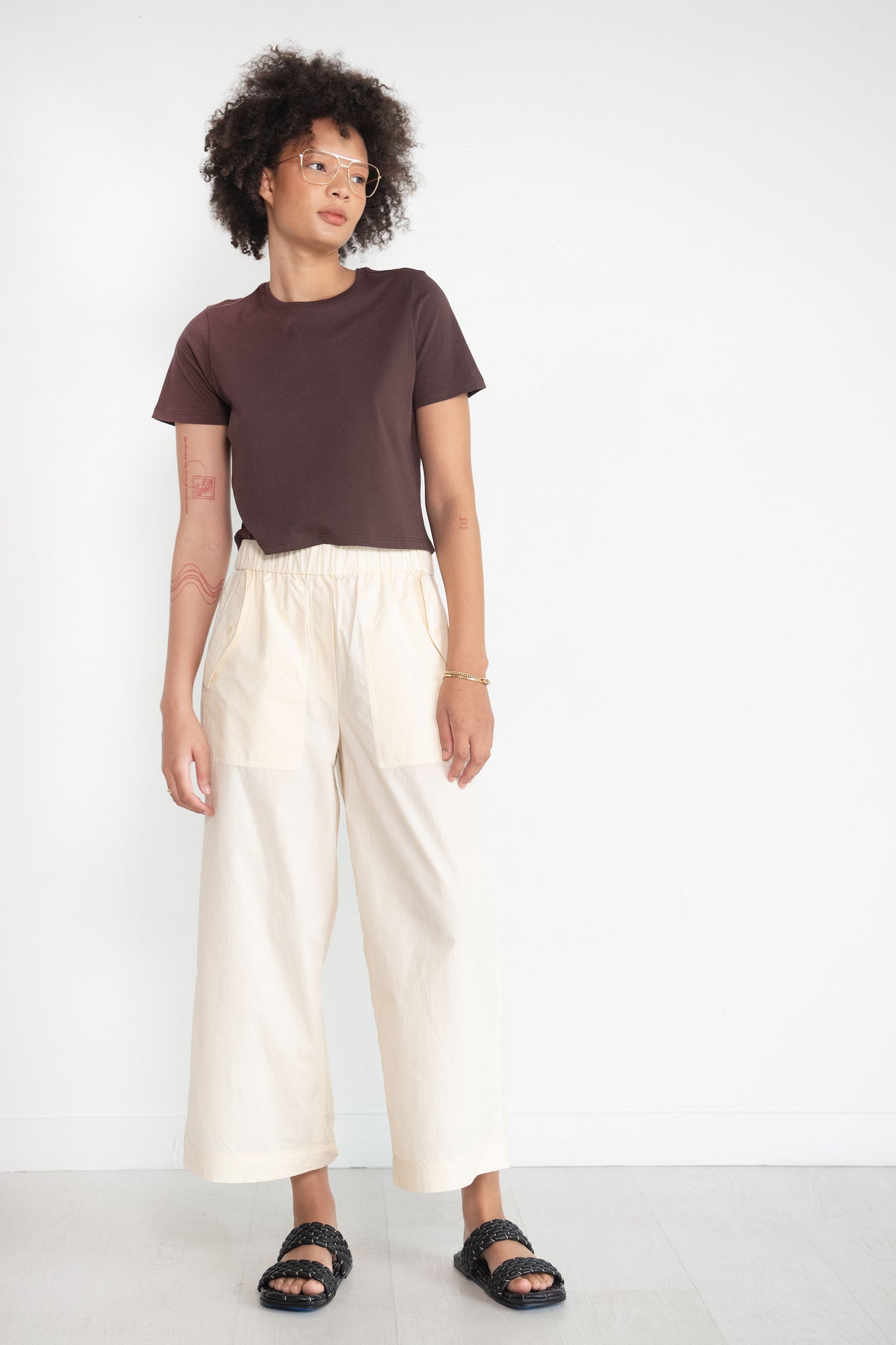 TIBI - VINTAGE COTTON CARGO CONVERTIBLE PANT, CREAM