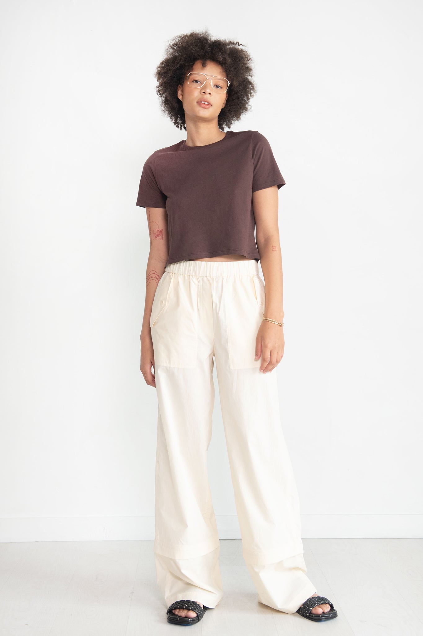 TIBI - VINTAGE COTTON CARGO CONVERTIBLE PANT, CREAM