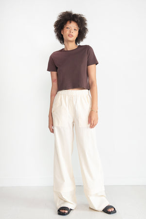 TIBI - VINTAGE COTTON CARGO CONVERTIBLE PANT, CREAM