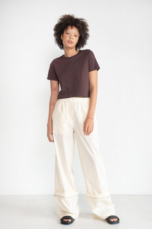 TIBI - VINTAGE COTTON CARGO CONVERTIBLE PANT, CREAM