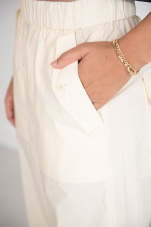 TIBI - VINTAGE COTTON CARGO CONVERTIBLE PANT, CREAM