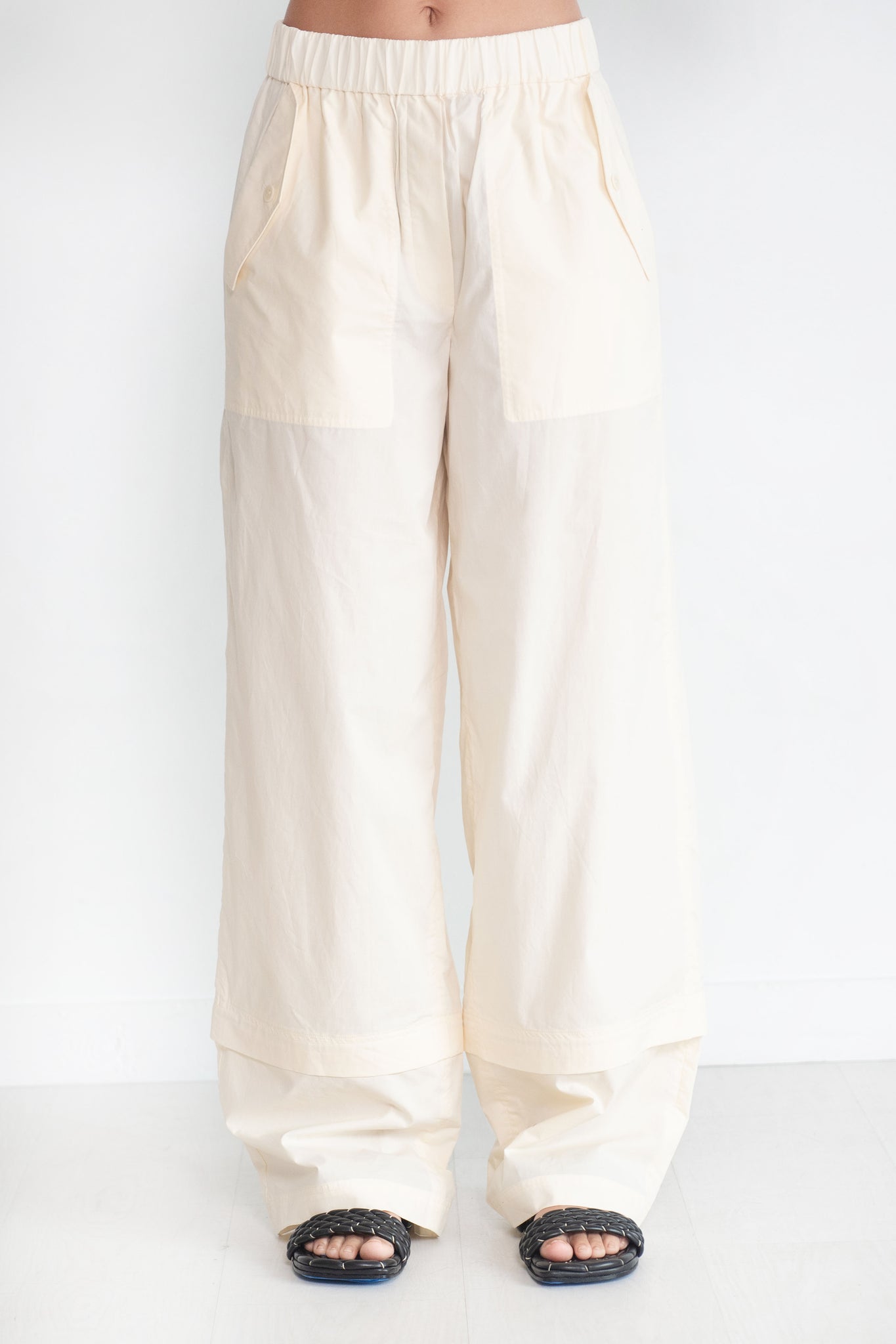 TIBI - VINTAGE COTTON CARGO CONVERTIBLE PANT, CREAM