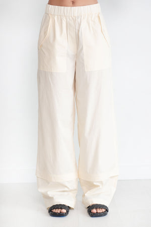 TIBI - VINTAGE COTTON CARGO CONVERTIBLE PANT, CREAM