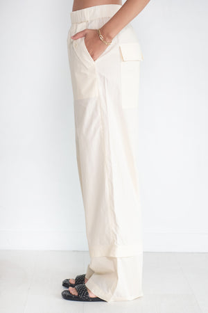 TIBI - VINTAGE COTTON CARGO CONVERTIBLE PANT, CREAM
