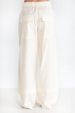 TIBI - VINTAGE COTTON CARGO CONVERTIBLE PANT, CREAM