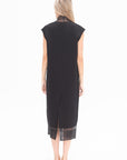 TIBI - Melee Crepe V-Neck Dress With Organza Lining, Black