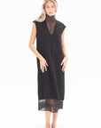 TIBI - Melee Crepe V-Neck Dress With Organza Lining, Black