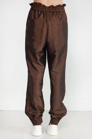 TIBI - Crispy Nylon Felix Paperbag Jogger, Brown