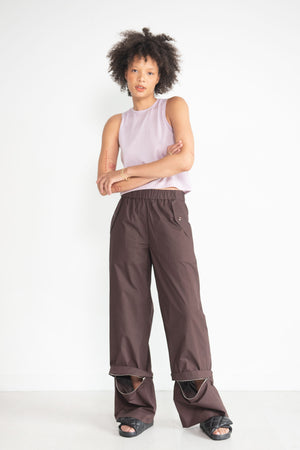 TIBI - VINTAGE COTTON CARGO, DARK BROWN