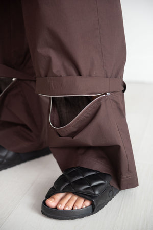 TIBI - VINTAGE COTTON CARGO, DARK BROWN