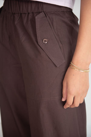 TIBI - VINTAGE COTTON CARGO, DARK BROWN